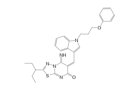 (6E)-2-(1-ethylpropyl)-5-imino-6-{[1-(3-phenoxypropyl)-1H-indol-3-yl]methylene}-5,6-dihydro-7H-[1,3,4]thiadiazolo[3,2-a]pyrimidin-7-one