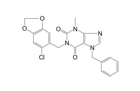 1-[(6-chloranyl-1,3-benzodioxol-5-yl)methyl]-3-methyl-7-(phenylmethyl)purine-2,6-dione