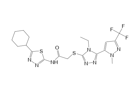 N-(5-cyclohexyl-1,3,4-thiadiazol-2-yl)-2-({4-ethyl-5-[1-methyl-3-(trifluoromethyl)-1H-pyrazol-5-yl]-4H-1,2,4-triazol-3-yl}sulfanyl)acetamide