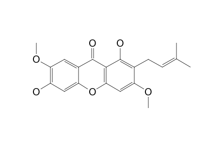 XCOWAGARCINONE_B;1,6-DIHYDROXY-3,7-DIMETHOXY-2-(3-METHYL-2-BUTENYL)-XANTHONE