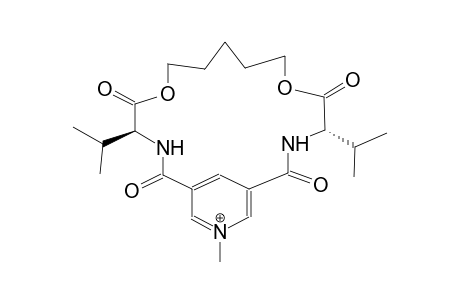 4,14-diisopropyl-19-methyl-2,5,13,16-tetraoxo-6,12-dioxa-19-azonia-3,15-diazabicyclo[15.3.1]henicosa-1(20),17(21),18-triene