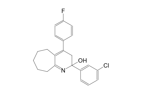 2-(3-chlorophenyl)-4-(4-fluorophenyl)-3,5,6,7,8,9-hexahydro-2H-cyclohepta[b]pyridin-2-ol