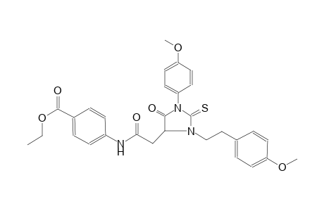 benzoic acid, 4-[[[1-(4-methoxyphenyl)-3-[2-(4-methoxyphenyl)ethyl]-5-oxo-2-thioxo-4-imidazolidinyl]acetyl]amino]-, ethyl ester
