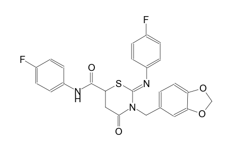 (2Z)-3-(1,3-benzodioxol-5-ylmethyl)-N-(4-fluorophenyl)-2-[(4-fluorophenyl)imino]-4-oxotetrahydro-2H-1,3-thiazine-6-carboxamide