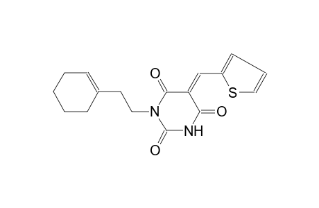 2,4,6(1H,3H,5H)-pyrimidinetrione, 1-[2-(1-cyclohexen-1-yl)ethyl]-5-(2-thienylmethylene)-, (5E)-