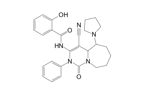 N-(4-Cyano-1-oxo-2-phenyl-5-(pyrrolidin-1-yl)-1,2,4a,5,6,7,8,9-octahydropyrimido[1,6-a]azepin-3-yl)-2-hydroxybenzamide