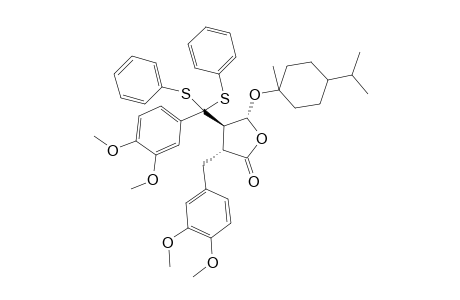 (-)-(3R,4R,5R)-3-(3',4'-Dimethoxybenzyl)-4-[3",4"-dimethoxy-.alpha.,.alpha.-bis(phenylthio)benzyl]-5-(1-menthyloxy)butyrolactone