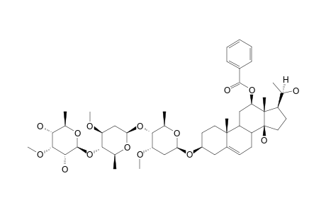 BOUCEROSIDE_ADO;12-O-BENZYOL_BOUCERIN_3-O-6-DEOXY-3-O-METHYL-BETA-D-OLEANDROPYRANOSYL-(1->4)-BETA-D-CYMAROPYRANOSIDE