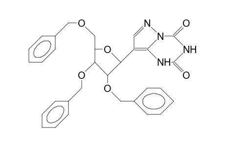 2,4-Dioxo-8-(tri-O-benzyl.beta.-D-ribofuranosyl)-pyrazolo-1,3,5-triazine