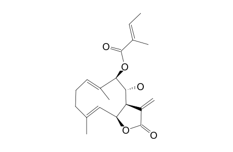(E)-2-methylbut-2-enoic acid [(3aR,4R,5R,6E,10E,11aS)-4-hydroxy-2-keto-6,10-dimethyl-3-methylene-3a,4,5,8,9,11a-hexahydrocyclodeca[d]furan-5-yl] ester