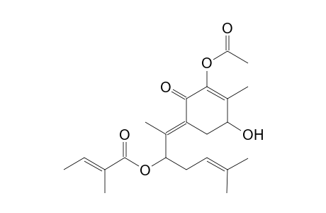 1-{1'-[3"-Acetoxy-5"-hydroxy-4"-methyl-2"-oxocyclohex-3"-en-1"-ylidene)ethyl]}-4-methylpent-3-en-1-yl 2-Methylbut-2-enoate