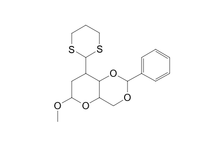 Methyl 2-deoxy-4,6-O-benzylidene-3-C-(1,3-dithiane-2-yl).alpha.-D-glucopyranoside