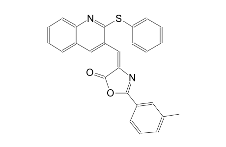 5(4H)-oxazolone, 2-(3-methylphenyl)-4-[[2-(phenylthio)-3-quinolinyl]methylene]-, (4E)-