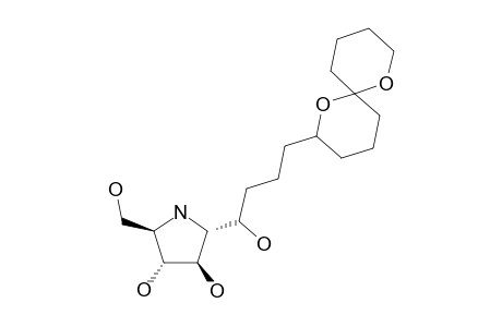 Broussonetine H [2.beta.-Hydroxymethyl-3.alpha.,4.beta.-dihydroxy-5.alpha.-(1-hydroxy-5:9;9:13-diepoxytridecyl)pyrrolidine]