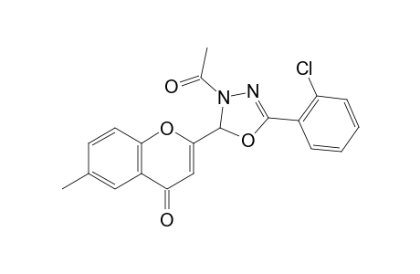 2-(3-acetyl-5-(2-chlorophenyl)-2,3-dihydro-1,3,4-oxadiazol-2-yl)-6-methyl-4H-chromen-4-one
