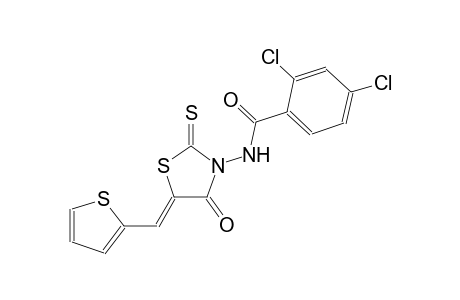 2,4-dichloro-N-[(5Z)-4-oxo-5-(2-thienylmethylene)-2-thioxo-1,3-thiazolidin-3-yl]benzamide
