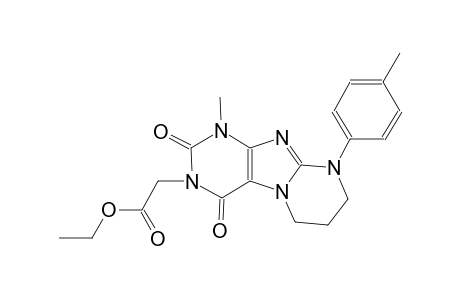 ethyl (1-methyl-9-(4-methylphenyl)-2,4-dioxo-1,4,6,7,8,9-hexahydropyrimido[2,1-f]purin-3(2H)-yl)acetate