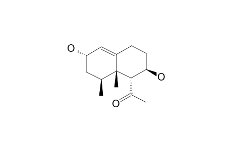 LAEVINOL_C;6-ALPHA-ACETYL-4-BETA,5-BETA-DIMETHYL-1-(10)-ENE-2-ALPHA,7-BETA-DIHYDROXYDECALIN