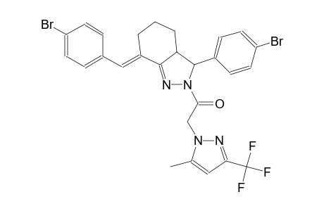 (7E)-7-(4-bromobenzylidene)-3-(4-bromophenyl)-2-{[5-methyl-3-(trifluoromethyl)-1H-pyrazol-1-yl]acetyl}-3,3a,4,5,6,7-hexahydro-2H-indazole