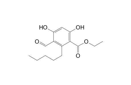 Benzoic acid, 3-formyl-4,6-dihydroxy-2-pentyl-, ethyl ester