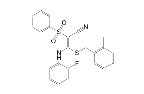 2-propenenitrile, 3-[(2-fluorophenyl)amino]-3-[[(2-methylphenyl)methyl]thio]-2-(phenylsulfonyl)-, (2E)-