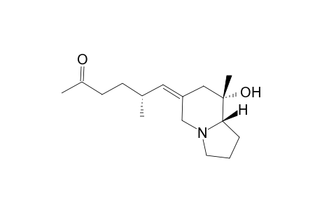 6-(2'-Methyl-5'-oxohexylidene)-8-methyl-8-hydroxy-indolizidine