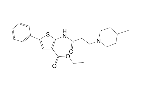 3-thiophenecarboxylic acid, 2-[[3-(4-methyl-1-piperidinyl)-1-oxopropyl]amino]-5-phenyl-, ethyl ester