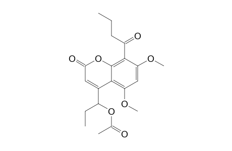 2H-1-Benzopyran-2-one, 4-[1-(acetyloxy)propyl]-5,7-dimethoxy-8-(1-oxobutyl)-