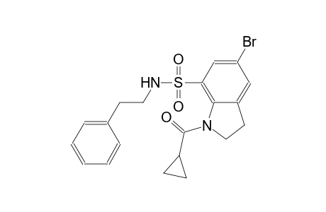 1H-indole-7-sulfonamide, 5-bromo-1-(cyclopropylcarbonyl)-2,3-dihydro-N-(2-phenylethyl)-