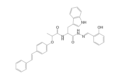 N-(1-((E)-2-(2-hydroxybenzylidene)hydrazinyl)-3-(1H-indol-3-yl)-1-oxopropan-2-yl)-2-(4-styrylphenoxy)propanamide
