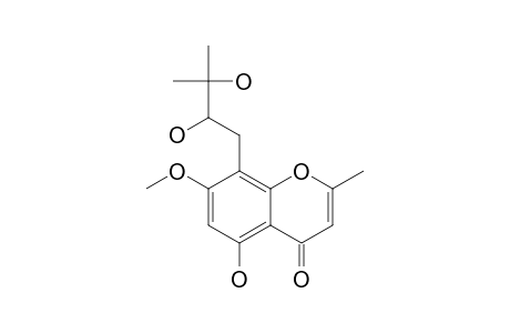 PERFORATIN-C;5-HYDROXY-7-METHOXY-2-METHYL-8-(2,3-DIHYDROXY-3-METHYLBUTYL)-CHROMONE