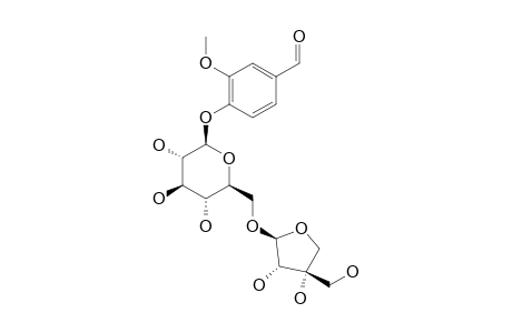 BRETSCHNEIDEROSIDE_A;3-METHOXY-4-[O-BETA-D-APIOFURANOSYL-(1->6)-O-BETA-D-GLUCOPYRANOSYLOXY]-BENZALDEHYDE