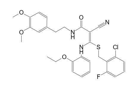 2-propenamide, 3-[[(2-chloro-6-fluorophenyl)methyl]thio]-2-cyano-N-[2-(3,4-dimethoxyphenyl)ethyl]-3-[(2-ethoxyphenyl)amino]-, (2E)-