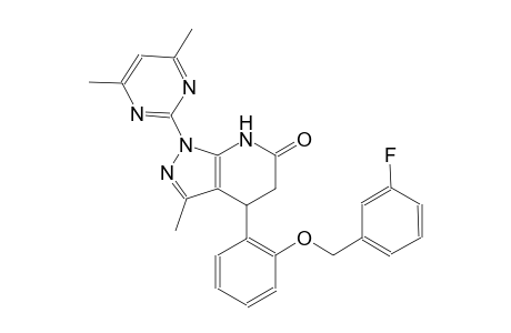 6H-pyrazolo[3,4-b]pyridin-6-one, 1-(4,6-dimethyl-2-pyrimidinyl)-4-[2-[(3-fluorophenyl)methoxy]phenyl]-1,4,5,7-tetrahydro-3-methyl-