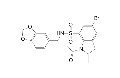 1H-indole-7-sulfonamide, 1-acetyl-N-(1,3-benzodioxol-5-ylmethyl)-5-bromo-2,3-dihydro-2-methyl-