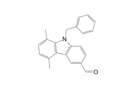 9H-Carbazole-3-carboxaldehyde, 5,8-dimethyl-9-(phenylmethyl)-