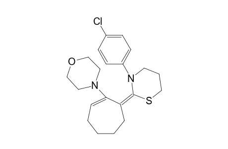 4-((7E)-7-(3-(4-chlorophenyl)-1,3-thiazinan-2-ylidene)cyclohept-1-enyl)morpholine