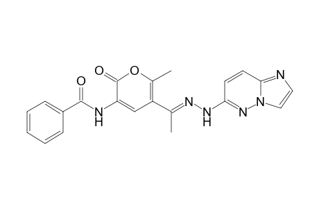 (E)-N-[5-[1-[(Imidazo[1,2-b]pyridazin-6-yl)hydrazono]ethyl]-6-methyl-2-oxo-2H-pyran-3-yl]benzamide