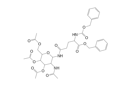 Glutamine, N-(2-acetamido-2-deoxy-.beta.-D-glucopyranosyl)-N2-carboxy-, dibenzyl ester, 3',4',6'-triacetate, L-