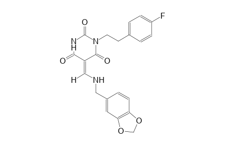 (5Z)-5-{[(1,3-benzodioxol-5-ylmethyl)amino]methylene}-1-[2-(4-fluorophenyl)ethyl]-2,4,6(1H,3H,5H)-pyrimidinetrione