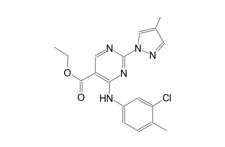 ethyl 4-(3-chloro-4-methylanilino)-2-(4-methyl-1H-pyrazol-1-yl)-5-pyrimidinecarboxylate