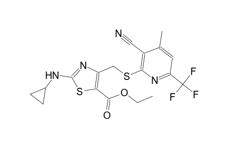 ethyl 4-({[3-cyano-4-methyl-6-(trifluoromethyl)-2-pyridinyl]sulfanyl}methyl)-2-(cyclopropylamino)-1,3-thiazole-5-carboxylate