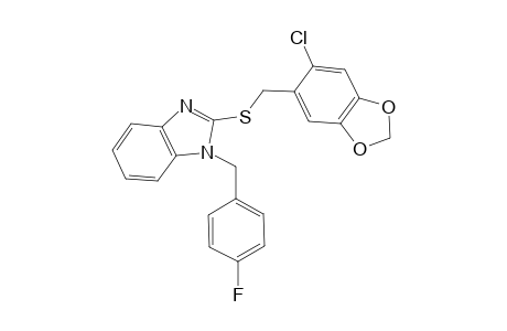 2-[(6-chloranyl-1,3-benzodioxol-5-yl)methylsulfanyl]-1-[(4-fluorophenyl)methyl]benzimidazole