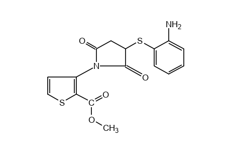 3-{2-[(o-aminophenyl)thio]succinimido)-2-thiophenecarboxylic acid, methyl ester