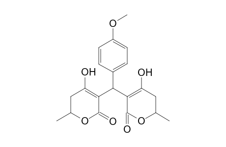 bis(5',6'-Dihydro-4'-hydroxy-6'-methyl-2'-oxo-2H-pyran-3'-yl)[(p-methoxyphenyl)methane]