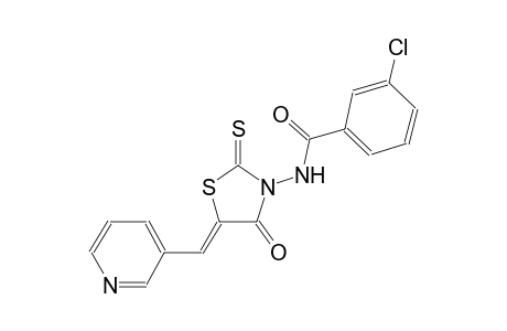 3-chloro-N-[(5Z)-4-oxo-5-(3-pyridinylmethylene)-2-thioxo-1,3-thiazolidin-3-yl]benzamide
