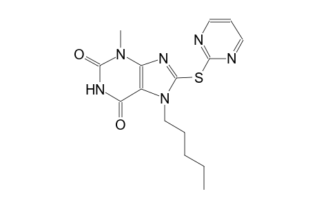 3-methyl-7-pentyl-8-(2-pyrimidinylsulfanyl)-3,7-dihydro-1H-purine-2,6-dione