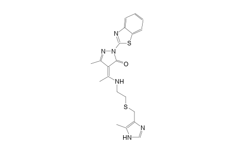 3H-pyrazol-3-one, 2-(2-benzothiazolyl)-2,4-dihydro-5-methyl-4-[1-[[2-[[(5-methyl-1H-imidazol-4-yl)methyl]thio]ethyl]amino]ethylidene]-, (4Z)-
