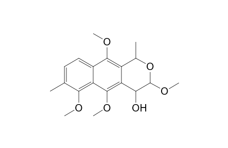 3,5,6,10-Tetramethoxy-3,4-dihydro-1,7-dimethyl-1H-naphtho[2,3-c]pyran-4-ol