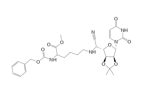 (R/S)-1-{5'-[5"-(Benzyloxycarbonylamino)-5"-(methoxycarbonyl)pentylamino]-5'-deoxy-2',3'-O isopropylidene-.beta.,D-allo(.alpha.,L-talo)furanurononitrile}uracil